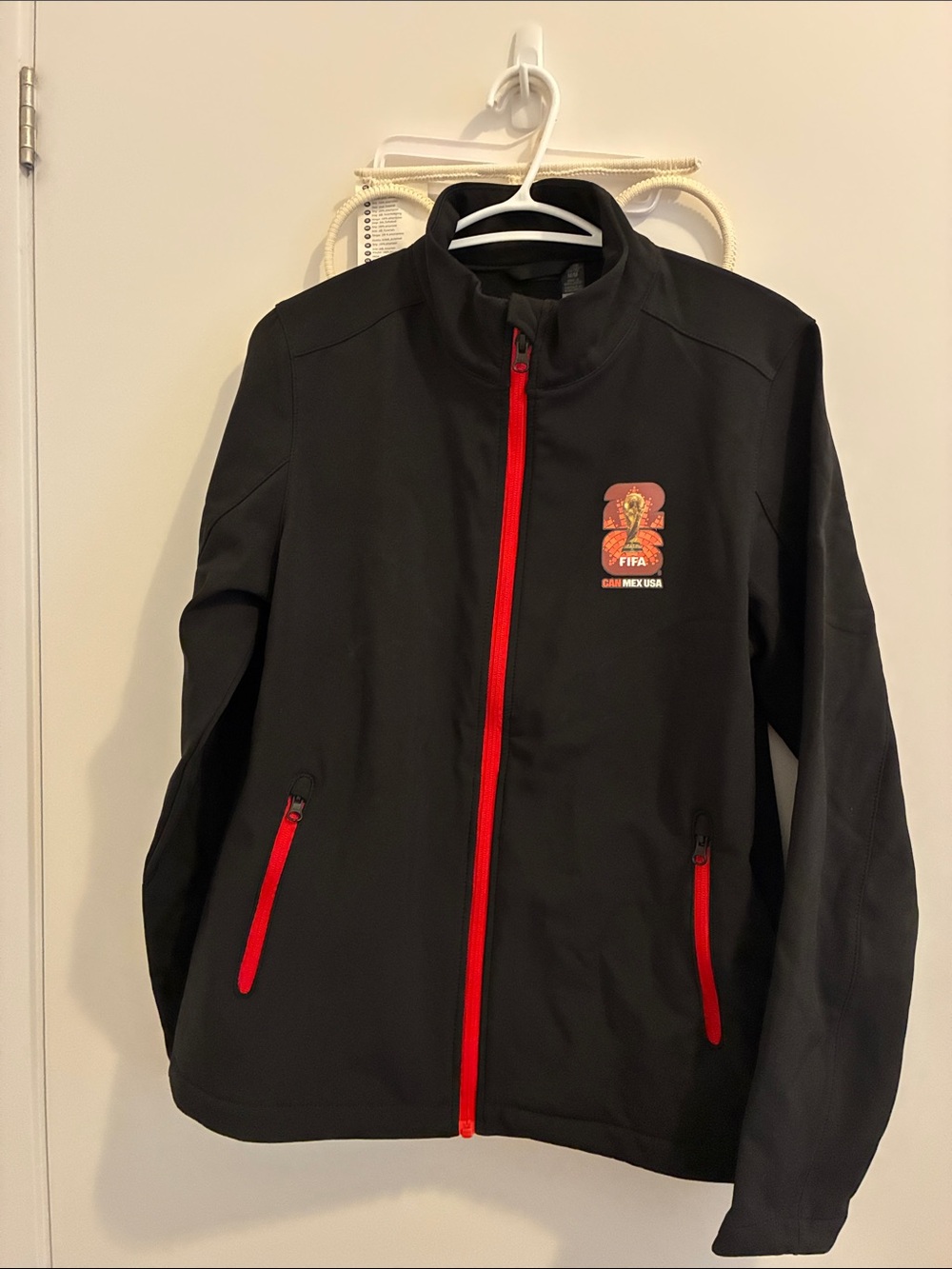 FIFA Black Softshell Jacket with Red Trim